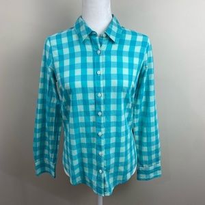 Crown & Ivy Blue Gingham Button Down Shirt
